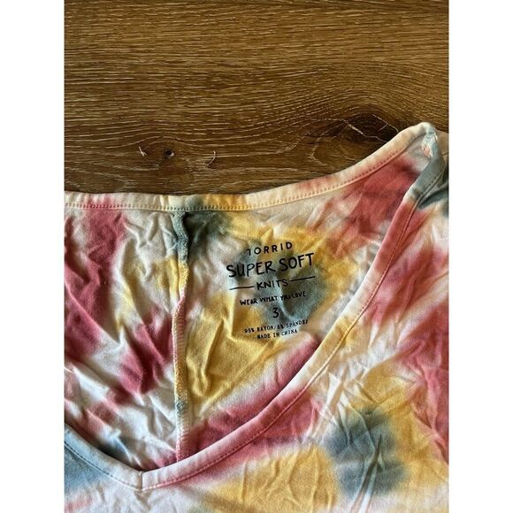Torrid Womens Multicolor Tie Dye Short Sleeve Knit Shirt Dress Size 3 - Picture 3 of 3